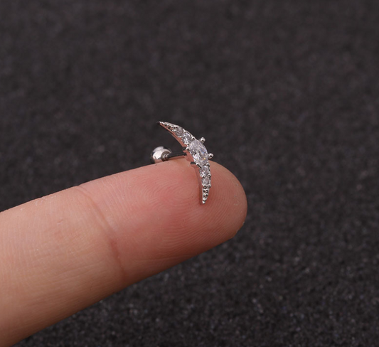 Aretes de Tornillo Estrella de Acero Inoxidable con Circonia (Perforados)